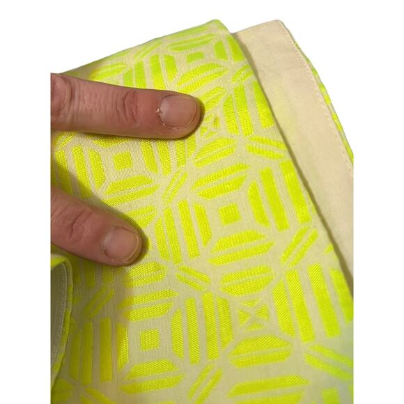 J. Crew Jacquard Neon Yellow A-Line Mini Skirt Geometric Flare Floral Size 0 - Picture 10 of 11